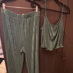 Green Pant with Crop Top